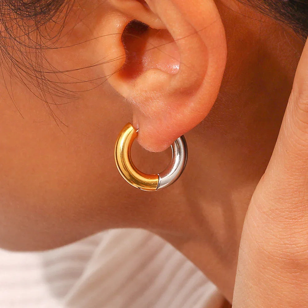 [Royal Vicky]Ingrid Two Tone Hoop Earring