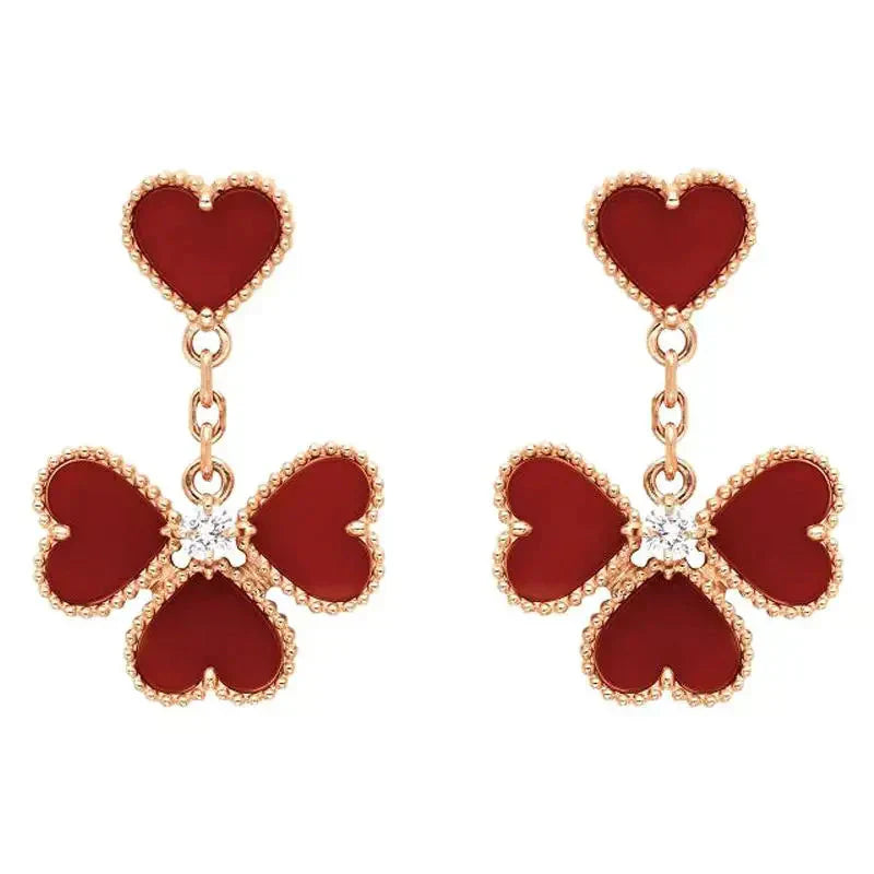 [Vicky]SWEET CLOVER CARNELIAN EARRINGS