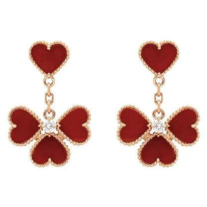 [Vicky]SWEET CLOVER CARNELIAN EARRINGS