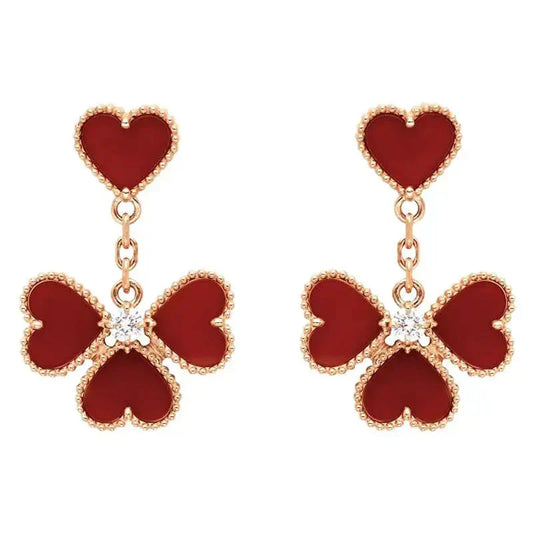 [Vicky]SWEET CLOVER CARNELIAN EARRINGS