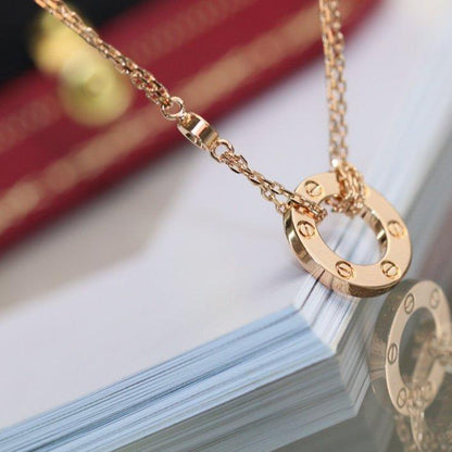 [Vicky]LOVE NECKLACE ADJUSTABLE ROSE GOLD 2 DIAMOND
