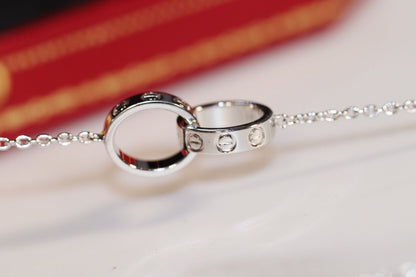 [Vicky]LOVE NECKLACE PINK GOLD AND SILVER