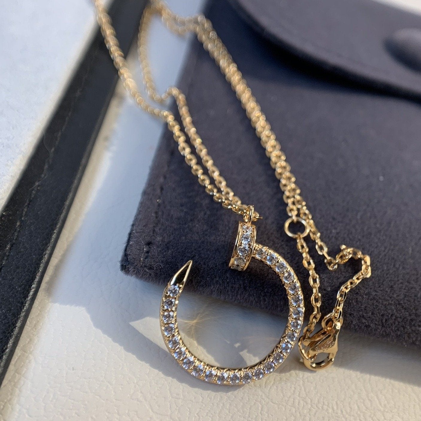 [Vicky]JUSTE NECKLACE PINK GOLD DIAMONDS