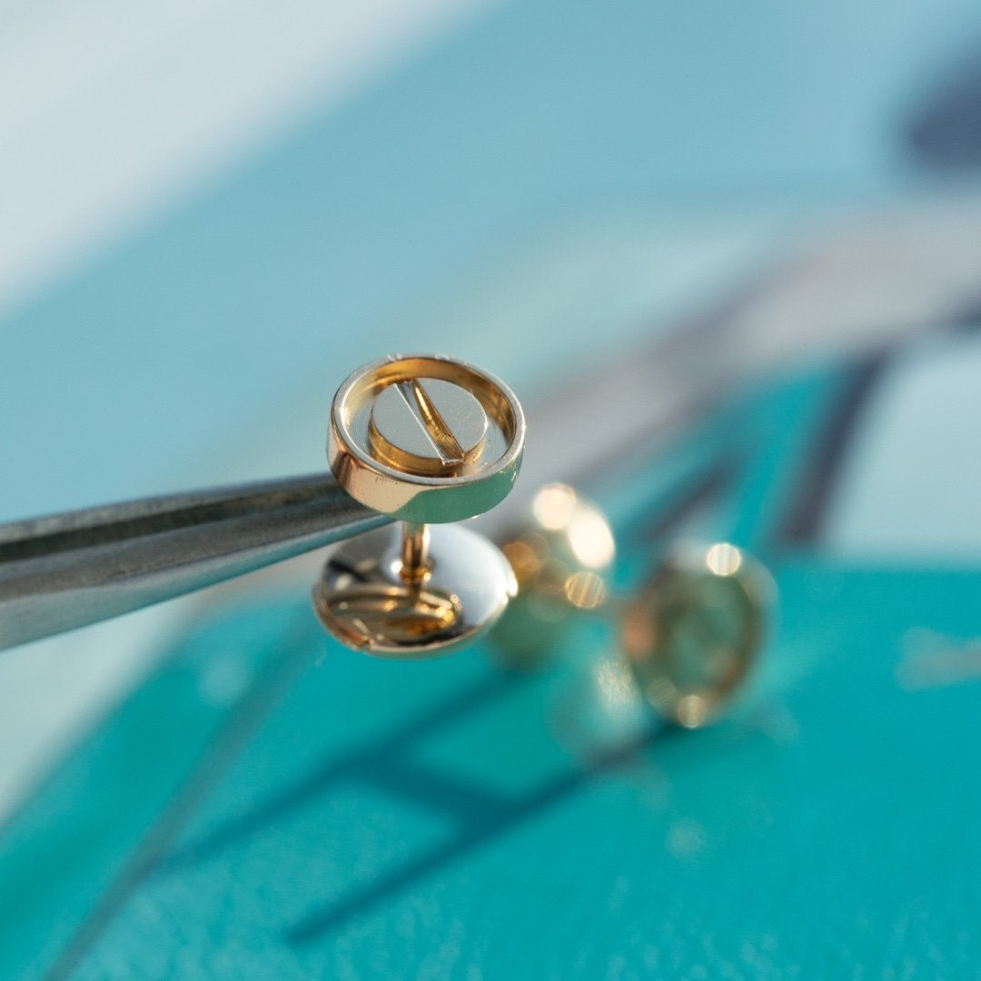 [Vicky]LOVE EARRINGS PINK GOLD 10MM