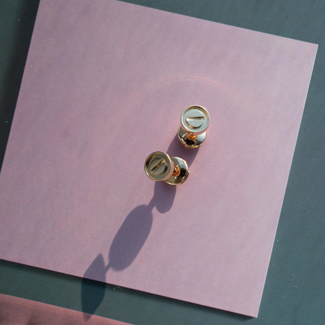 [Vicky]LOVE EARRINGS PINK GOLD 10MM
