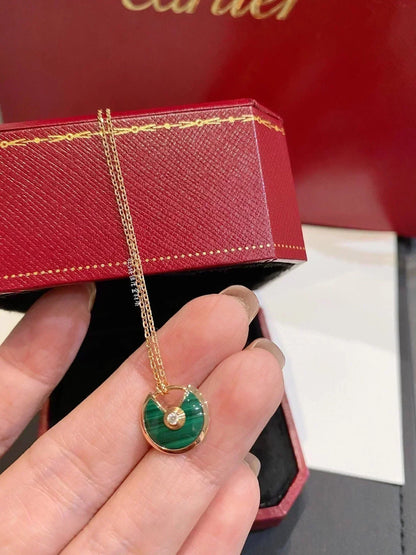 [Vicky]AMULETTE ROSE GOLD MALACHITE NECKLACE
