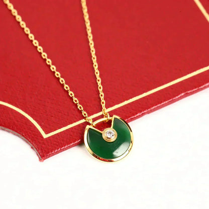 [Vicky]AMULETTE GOLD MALACHITE NECKLACE