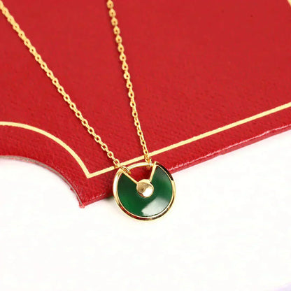 [Vicky]AMULETTE GOLD MALACHITE NECKLACE