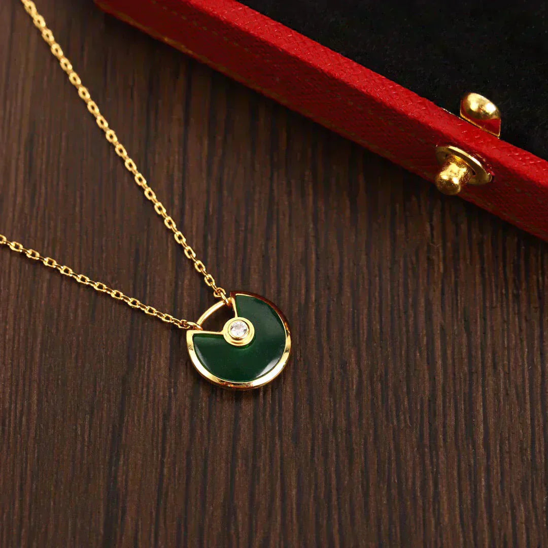 [Vicky]AMULETTE GOLD MALACHITE NECKLACE
