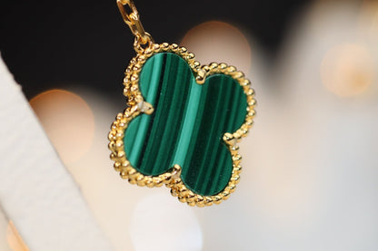 [Vicky]CLOVER EARRINGS GOLD MALACHITE DIAMOND 3 MOTIF