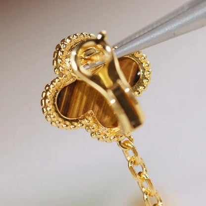 [Vicky]CLOVER  2 MOTIF  TIGER EYE CARNELIAN EARRINGS