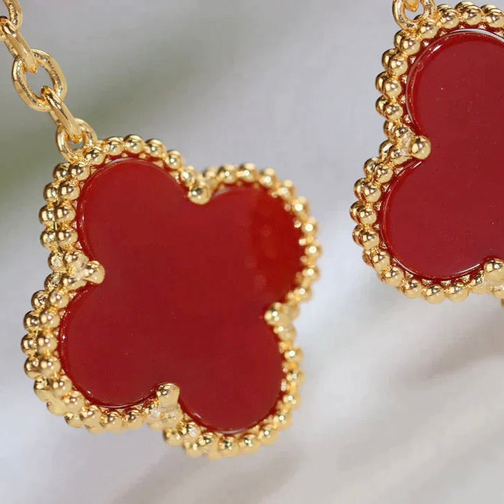 [Vicky]CLOVER  2 MOTIF  TIGER EYE CARNELIAN EARRINGS