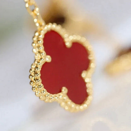 [Vicky]CLOVER  2 MOTIF  TIGER EYE CARNELIAN EARRINGS