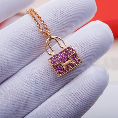 [Vicky]CONSTANCE PEDANT PURPLE DIAMOND NECKLACE