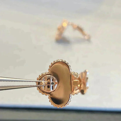 [Vicky]CLOVER MEDIUM 1 MOTIFS GRAY MOP  DIAMOND EARRINGS