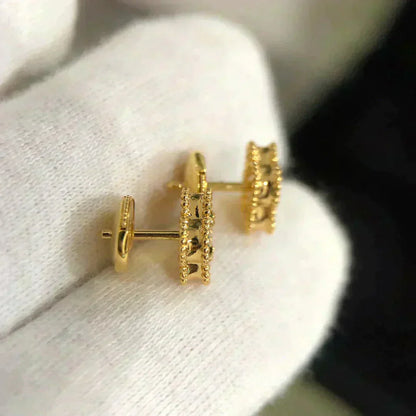 [Vicky]CLOVER MINI 9.5MM MALACHITE  EARRINGS