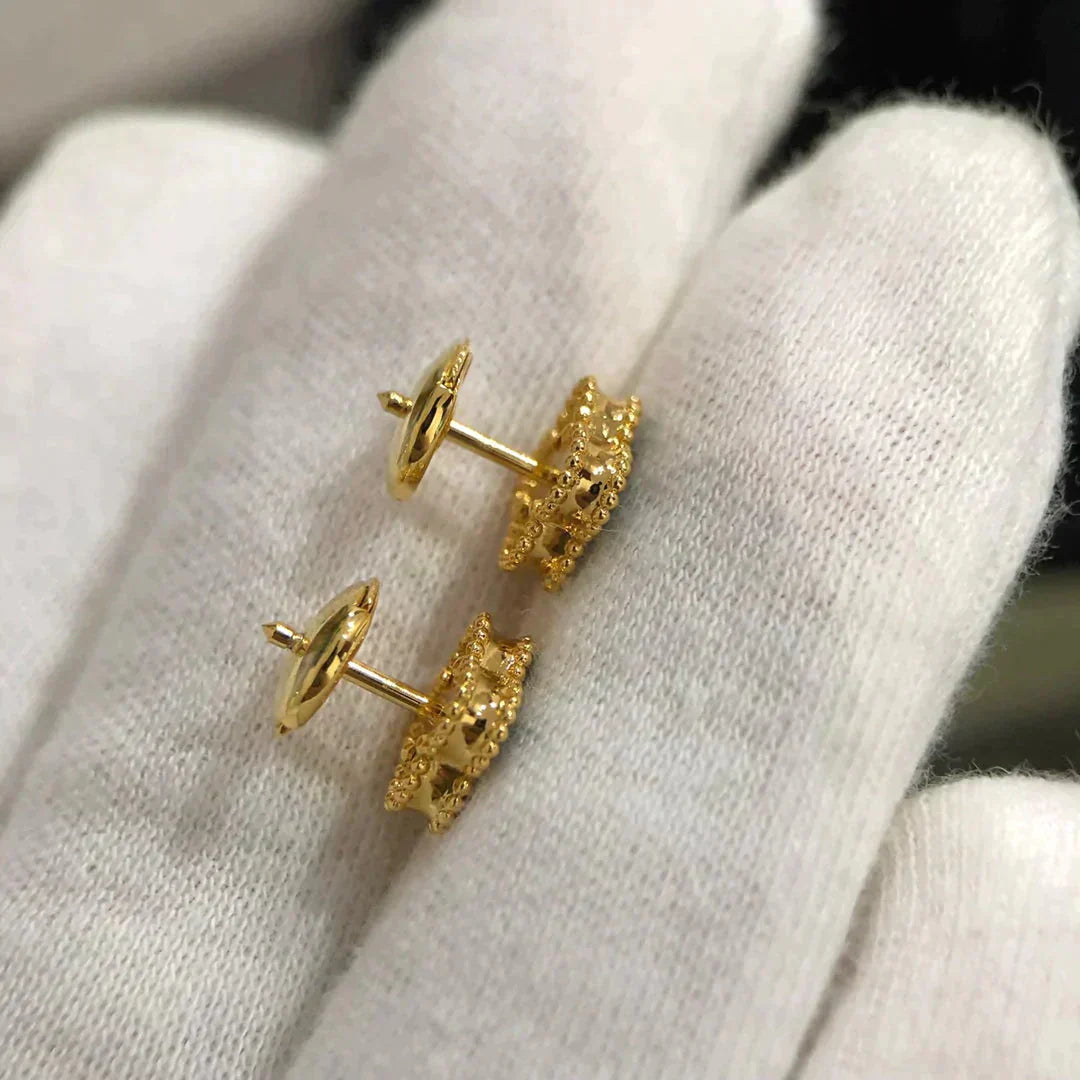 [Vicky]CLOVER MINI 9.5MM MALACHITE  EARRINGS