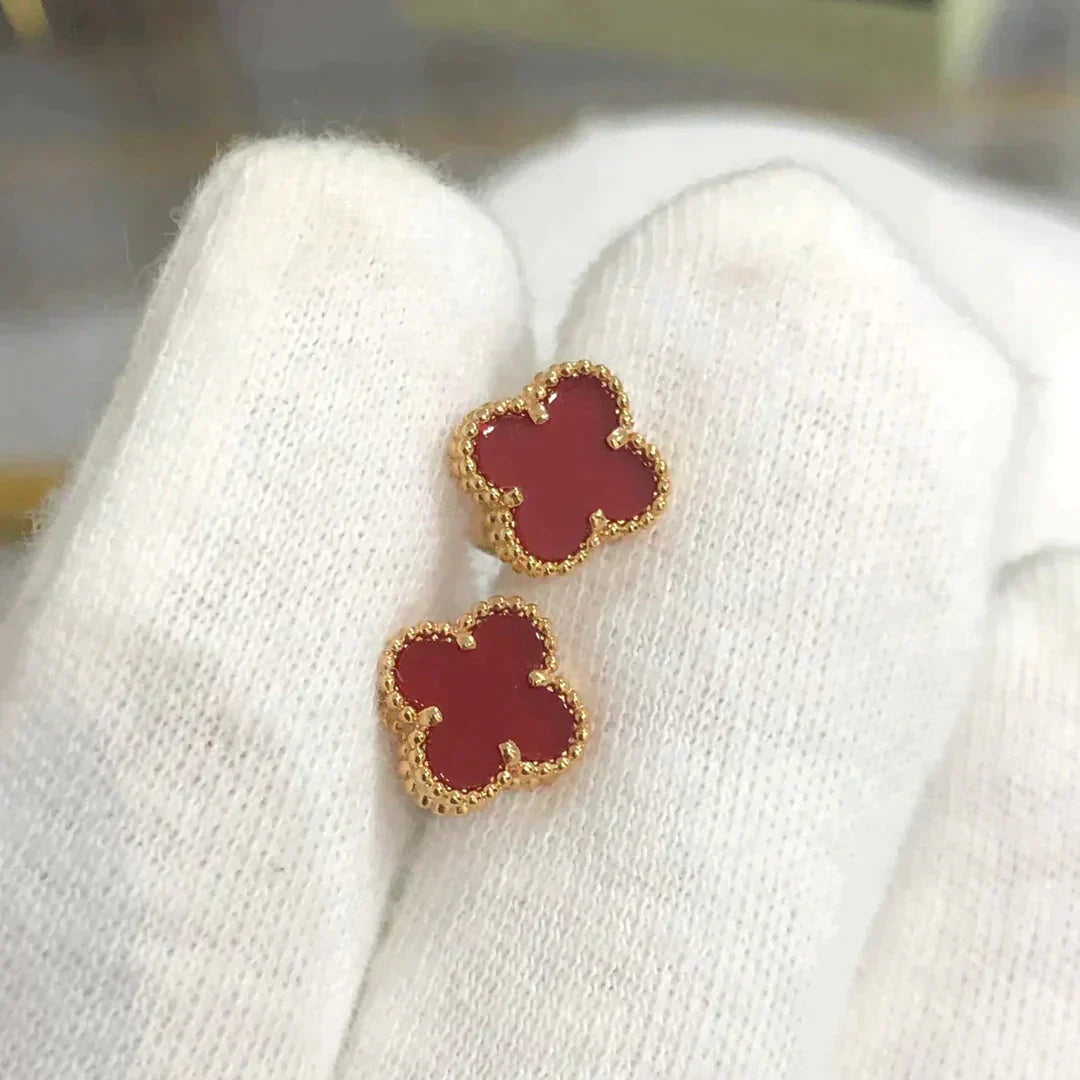 [Vicky]CLOVER MINI 9.5MM CARNELIAN EARRINGS