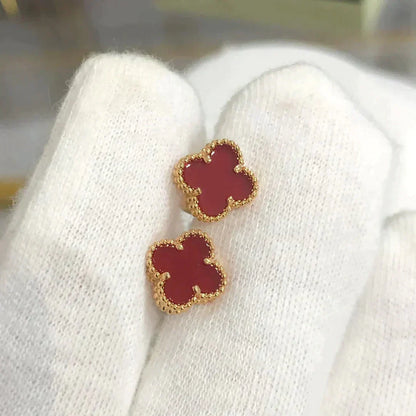 [Vicky]CLOVER MINI 9.5MM CARNELIAN EARRINGS