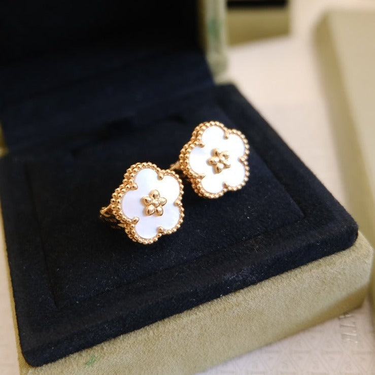 [Vicky]LUCKY PINK GOLD WHITE MOP EARRINGS