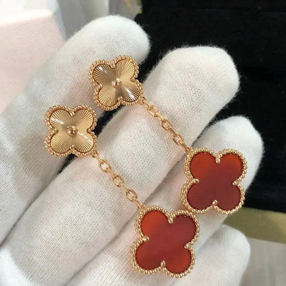 [Vicky]CLOVER 2 MOTIF  LASER CARNELIAN EARRINGS