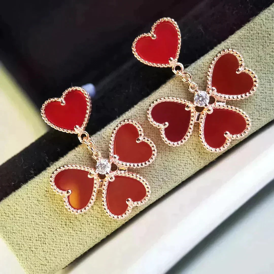 [Vicky]SWEET CLOVER CARNELIAN EARRINGS