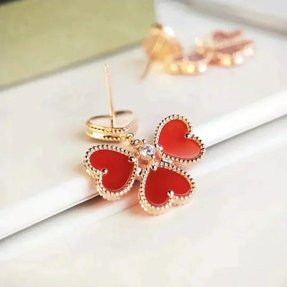 [Vicky]SWEET CLOVER CARNELIAN EARRINGS
