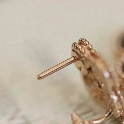 [Vicky]CLOVER MEDIUM 1 MOTIFS FUll DIAMOND EARRINGS