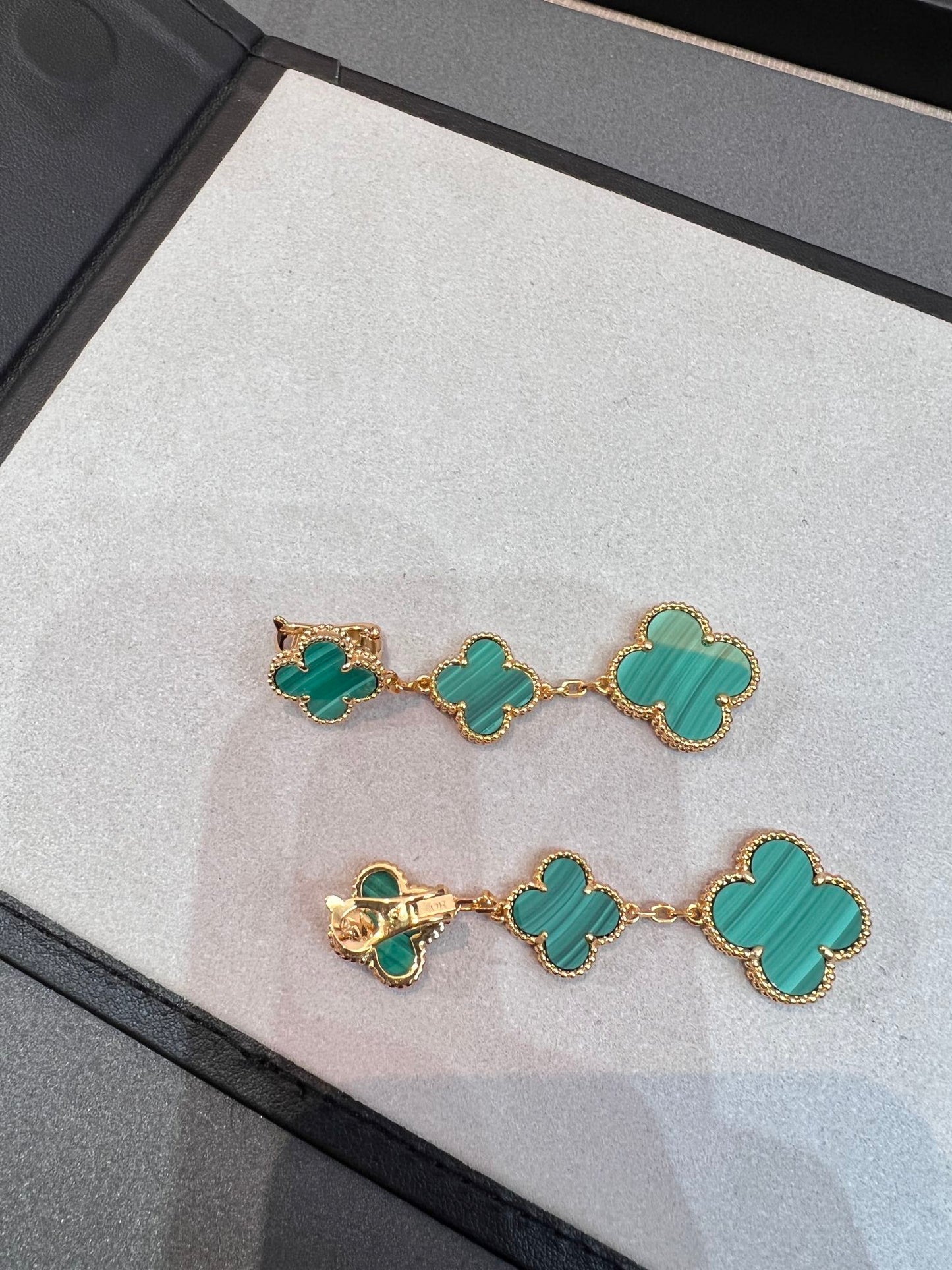 [Vicky]CLOVER MALACHITE 3 MOTIFS GOLD