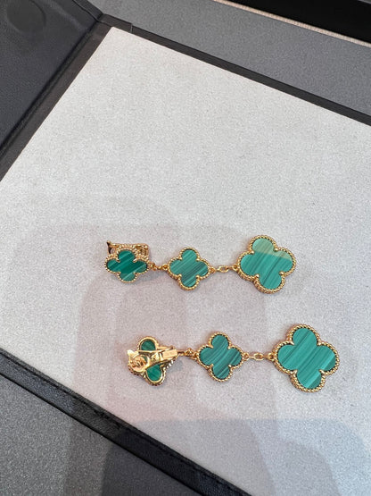 [Vicky]CLOVER MALACHITE 3 MOTIFS GOLD