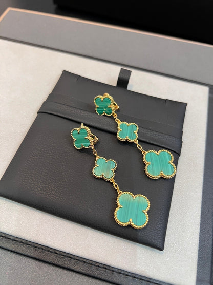 [Vicky]CLOVER MALACHITE 3 MOTIFS GOLD