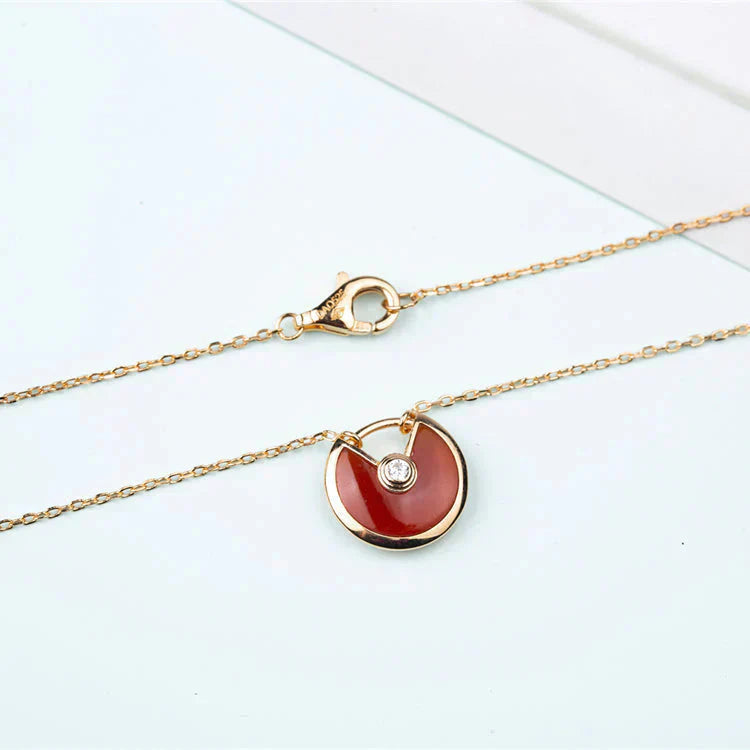 [Vicky]AMULETTE GOLD CARNELIAN ONYX NECKLACE