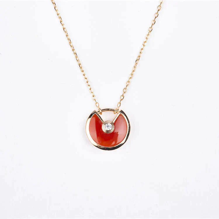 [Vicky]AMULETTE GOLD CARNELIAN ONYX NECKLACE