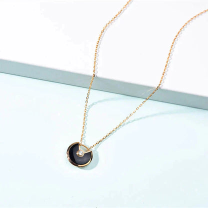 [Vicky]AMULETTE GOLD CARNELIAN ONYX NECKLACE