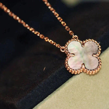 [Vicky]CLOVER 15MM  GRAY MOTHER OF PEARL NECKLACE