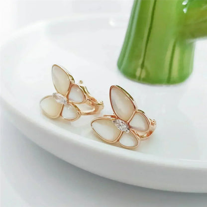 [Vicky]BUTTERFLY MOP DIAMOND EARRINGS