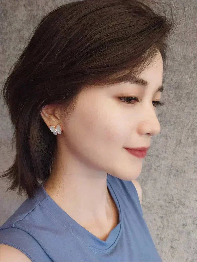 [Vicky]BUTTERFLY MOP DIAMOND EARRINGS