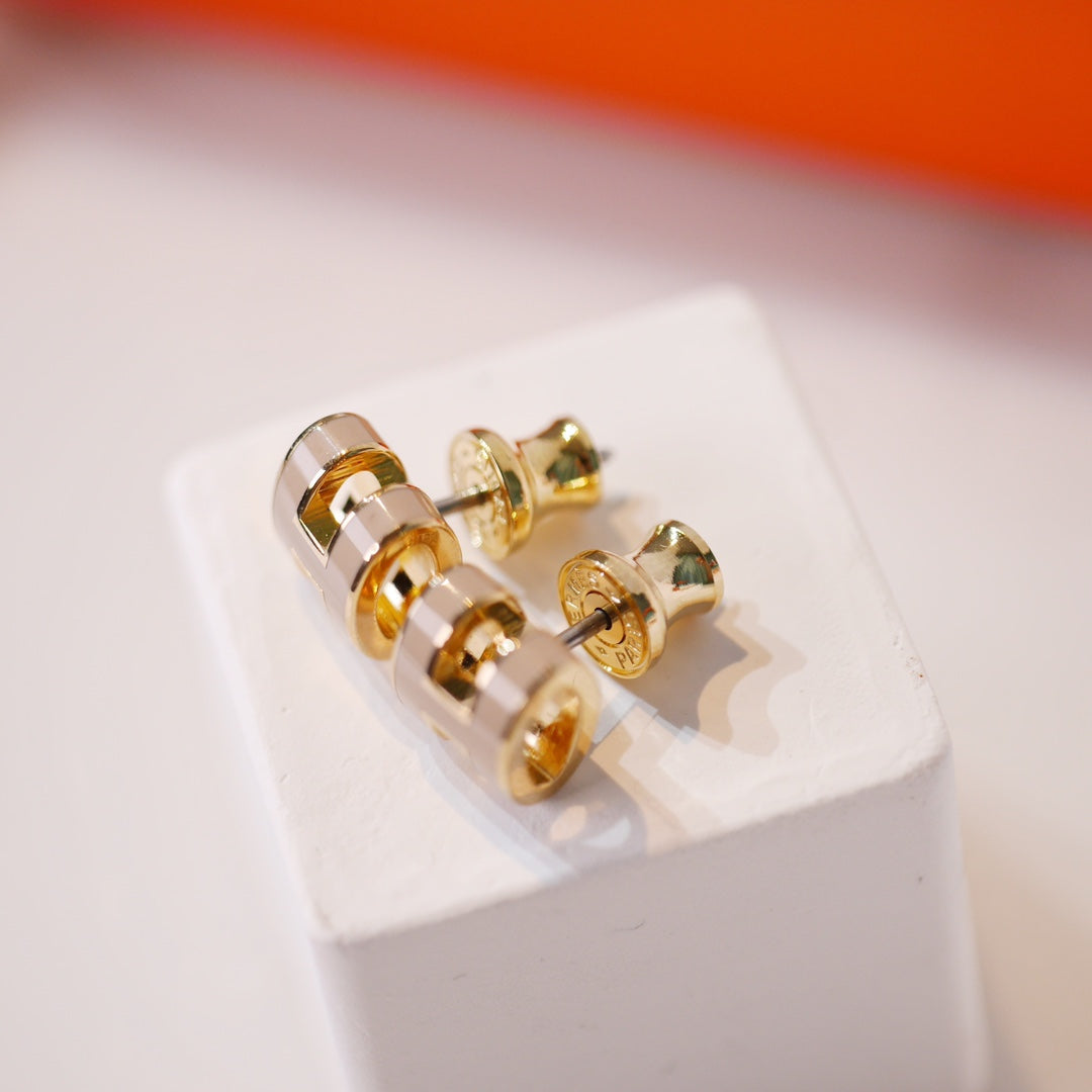 [Vicky]MINI POP H GOLD EARRINGS GREY