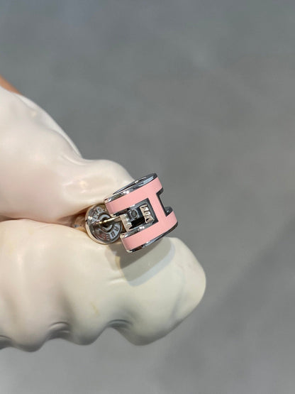 [Vicky]MINI POP H SILVER EARRINGS PINK