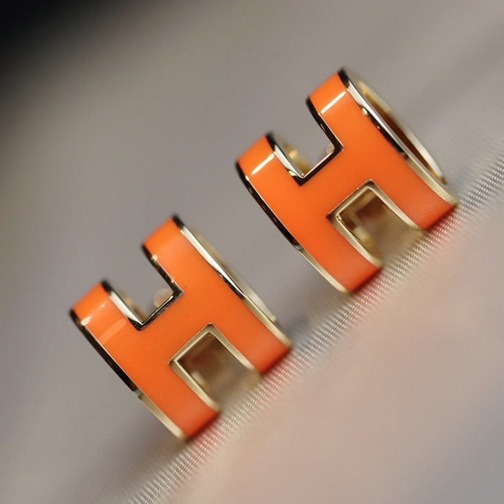 [Vicky]MINI POP H EARRINGS ORANGE