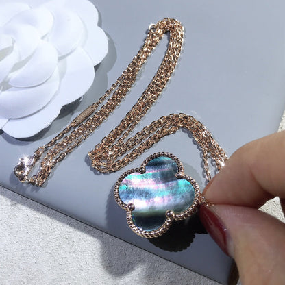 [Vicky]CLOVER 25MM GOLD DARK MOP BIG CLOVER NECKLACE