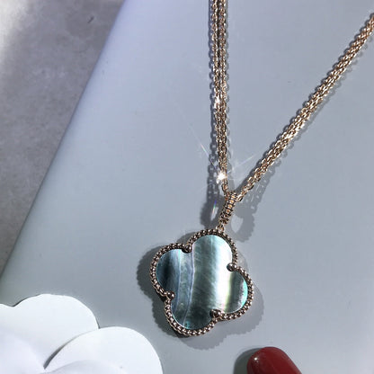 [Vicky]CLOVER 25MM GOLD DARK MOP BIG CLOVER NECKLACE