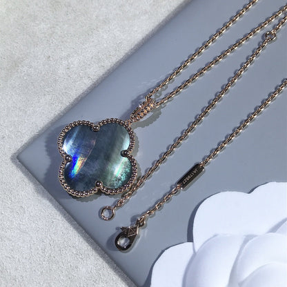 [Vicky]CLOVER 25MM GOLD DARK MOP BIG CLOVER NECKLACE