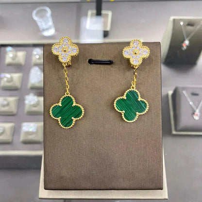 [Vicky]CLOVER  2 MOTIFS  DIAMOND  EARRINGS (MULTIPLE CHOICESç´