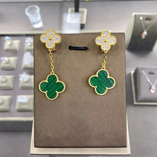 [Vicky]CLOVER  2 MOTIFS  DIAMOND  EARRINGS (MULTIPLE CHOICESç´