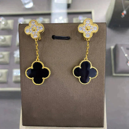 [Vicky]CLOVER  2 MOTIFS  DIAMOND  EARRINGS (MULTIPLE CHOICESç´