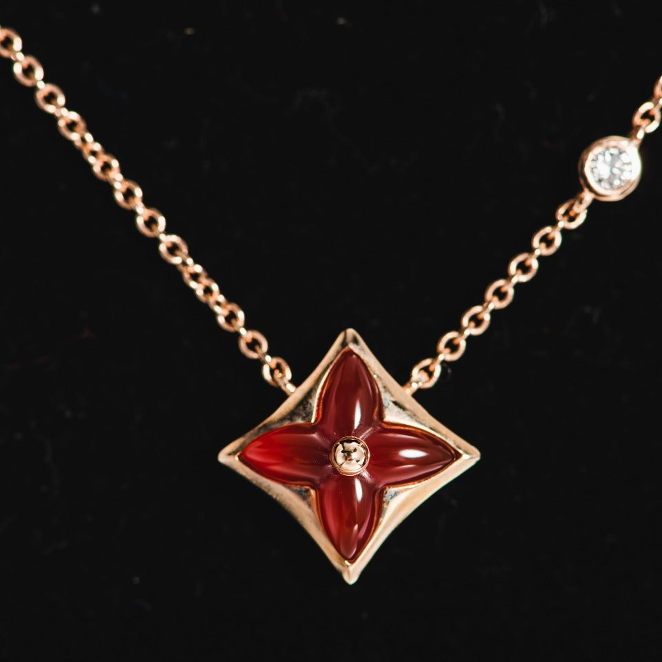 [Vicky]STAR NECKLACE PINK GOLD 1 DIAMOND