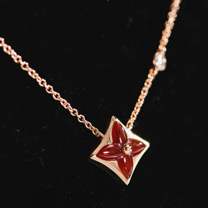 [Vicky]STAR NECKLACE PINK GOLD 1 DIAMOND