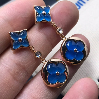 [Vicky]STAR AND SUN AGATE DIAMOND EARRINGS