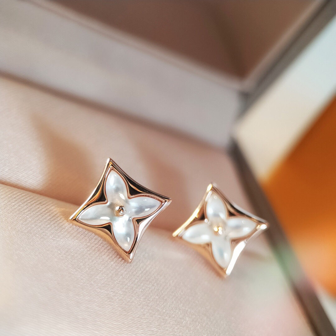 [Vicky]STAR MOP PINK GOLD EARRINGS